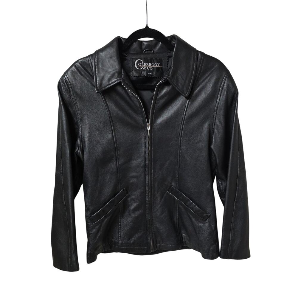 Colebrook & Co Black Leather Jacket Women's Size Medium